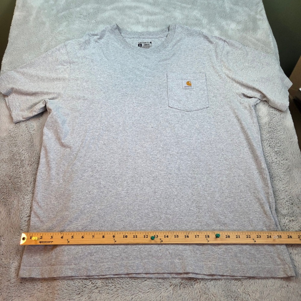Carhartt Tee Mens XL Loose Fit Short Sleeve Pocket Heather Gray 100% Cotton